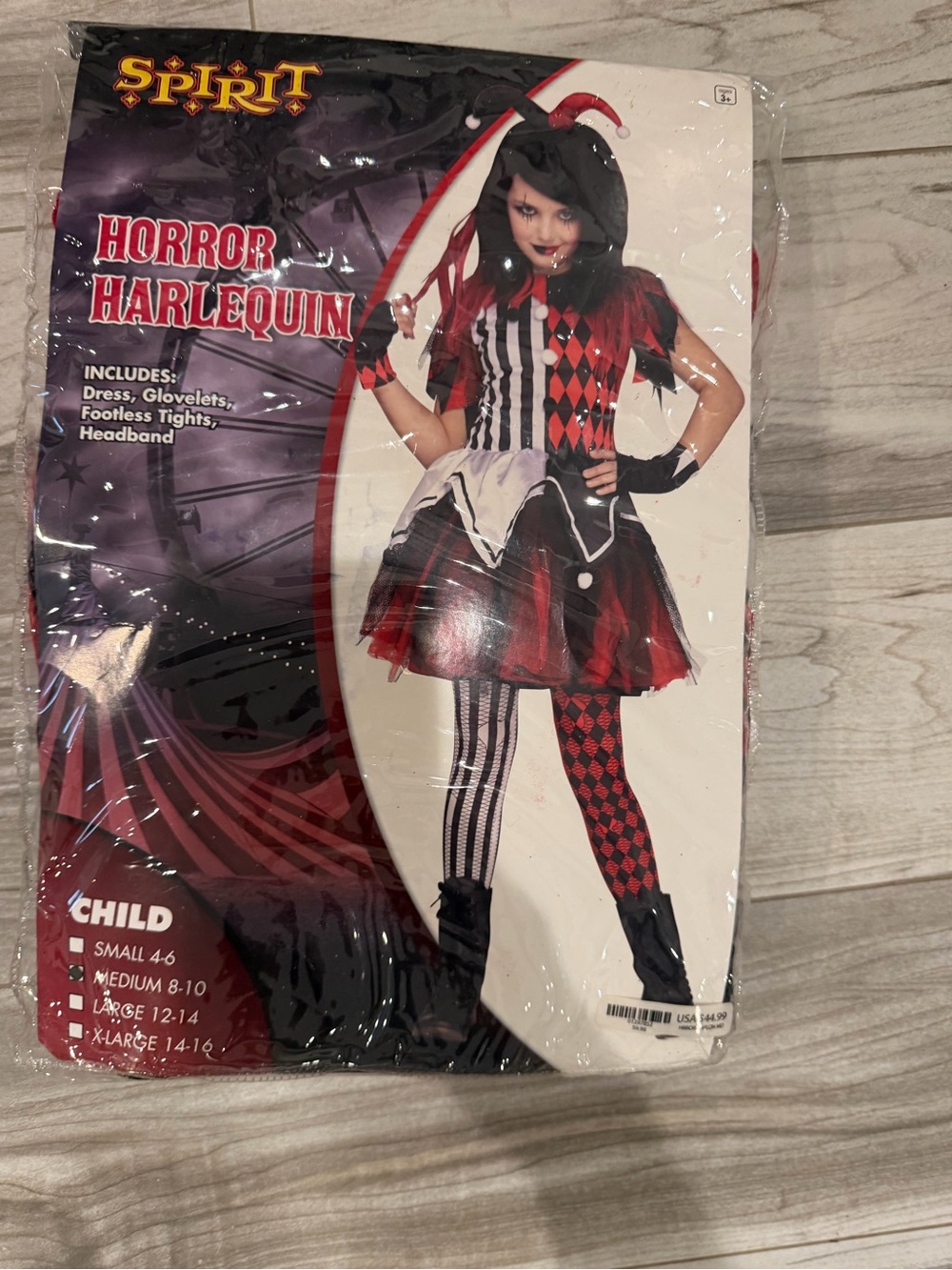 Spirit Horror Harlequin Costume - Red, Black & White
